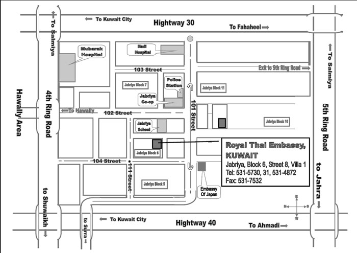 map Thai Embassy Kuwait